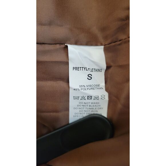 PrettyLittleThing Toffee Vegan Leather Oversized Dad Blazer - Picture 4 of 4